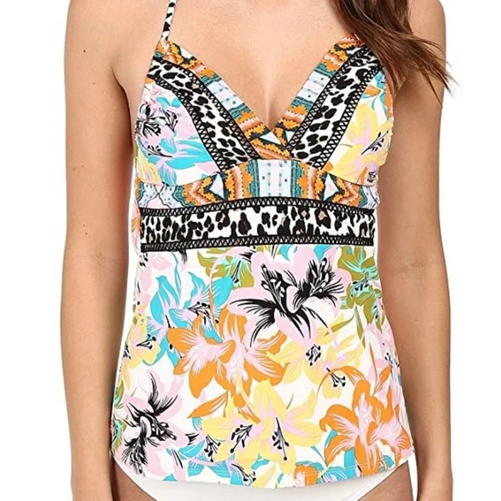 NWT Nanette Lepore Copa Cubans Honey Tankini Top